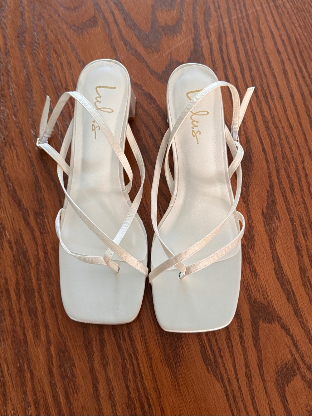 Lulu's White Strappy Square-Toe Sandals